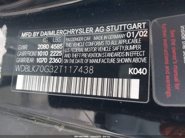 2002 MERCEDES-BENZ CLK 430 WDBLK70G32T117438 Photo 8