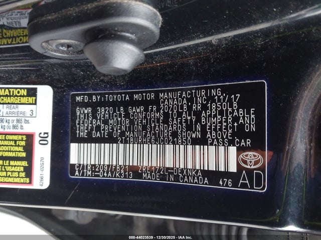 Toyota COROLLA LE 2018 2T1BURHE6JC021850 Image 9