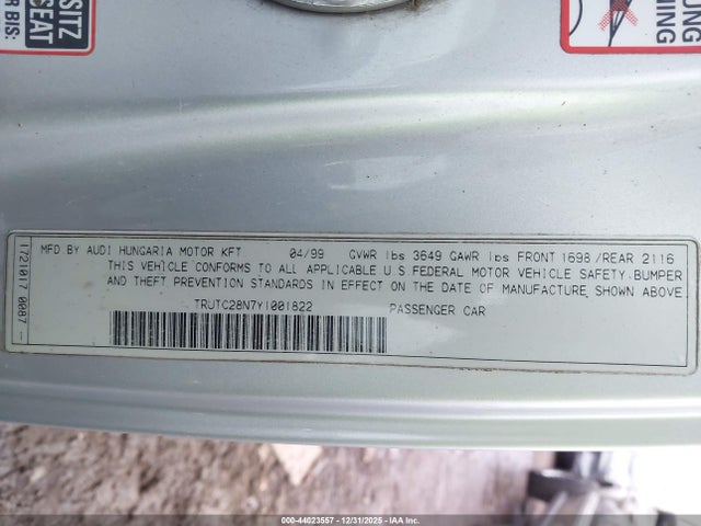 2000 AUDI TT TRUTC28N7Y1001822 Photo 8