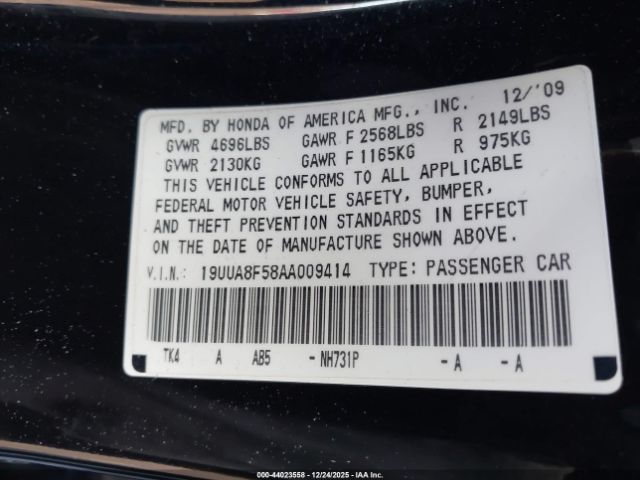 2010 ACURA TL 19UUA8F58AA009414 Photo 8