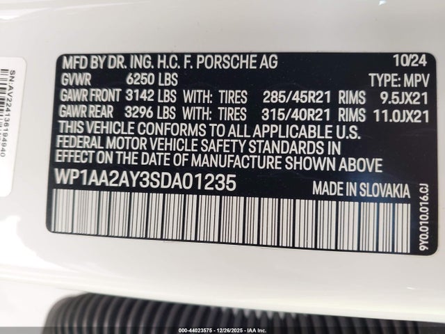 2025 PORSCHE CAYENNE WP1AA2AY3SDA01235 Photo 8