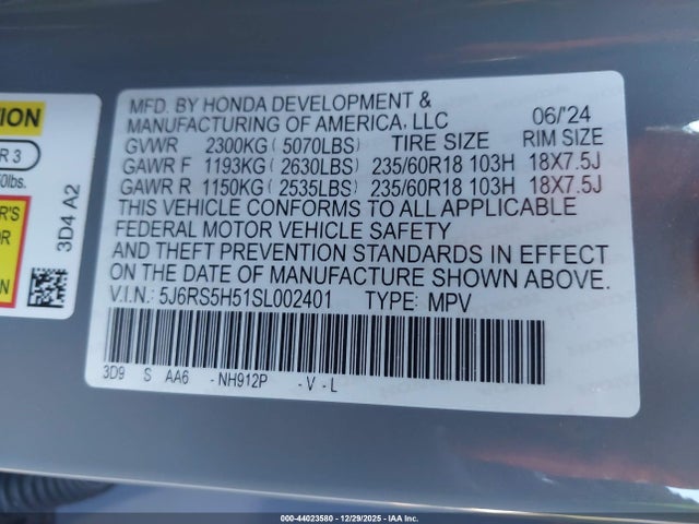 2025 HONDA CR-V HYBRID 5J6RS5H51SL002401 Photo 8