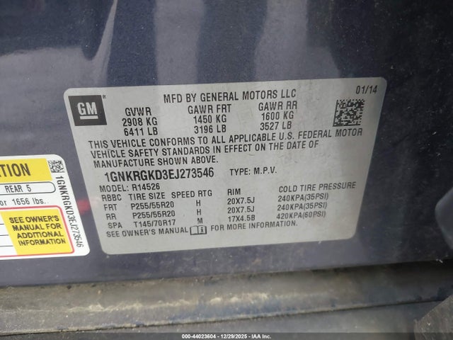 2014 CHEVROLET TRAVERSE 1GNKRGKD3EJ273546 Photo 8