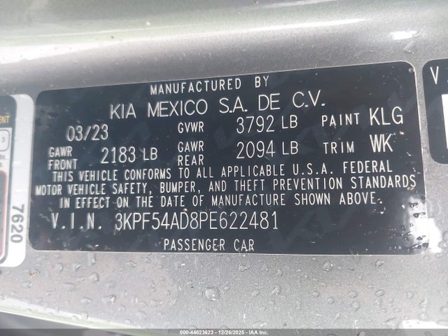 3KPF54AD8PE622481 KIA Forte Gt-line