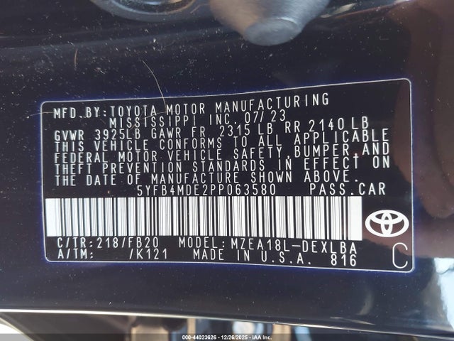 2023 TOYOTA COROLLA 5YFB4MDE2PP063580 Photo 8