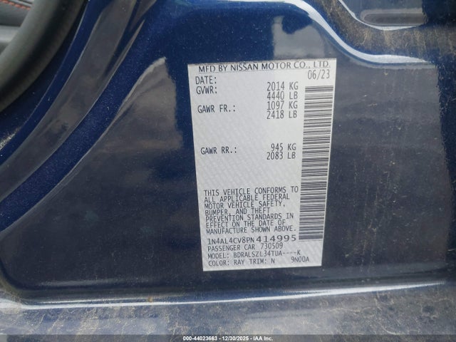 1N4AL4CV8PN414995 Nissan Altima Sr Vc-turbo Fwd