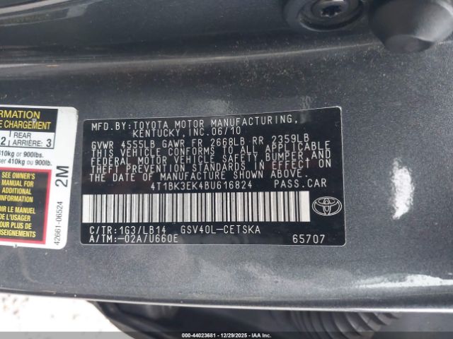 2011 TOYOTA CAMRY 4T1BK3EK4BU616824 Photo 8