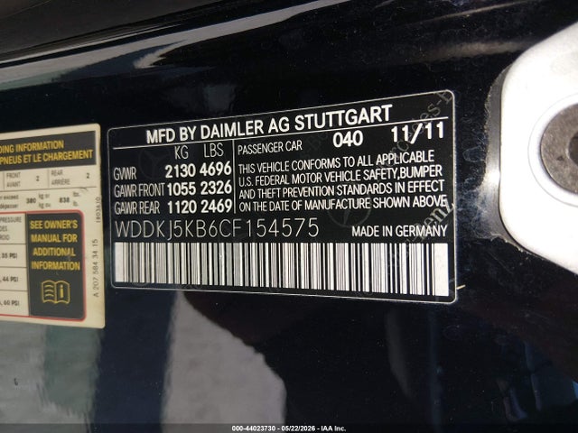 Auction sale of the 2012 Mercedes-benz E 350, vin: WDDKJ5KB6CF154575, lot number: 44023730