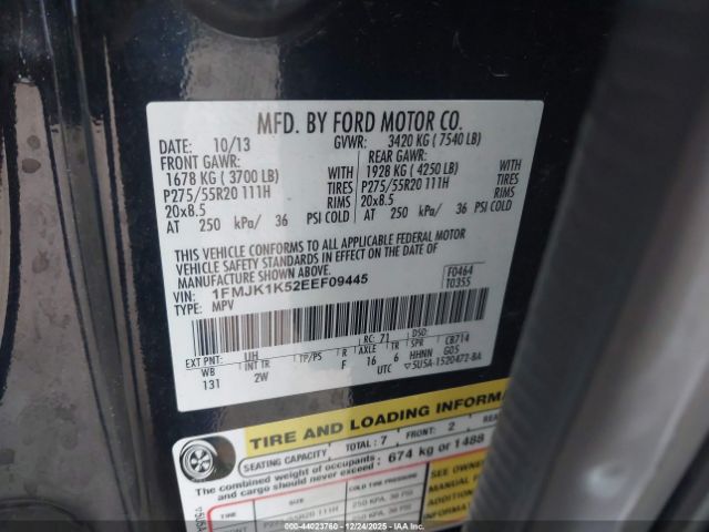 2014 FORD EXPEDITION EL 1FMJK1K52EEF09445 Photo 8