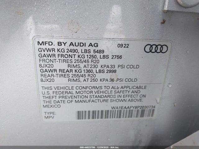 2023 AUDI Q5 WA1EAAFY8P2030734 Photo 8