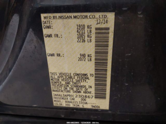 2015 NISSAN ALTIMA 1N4AL3AP9FC230867 Photo 8