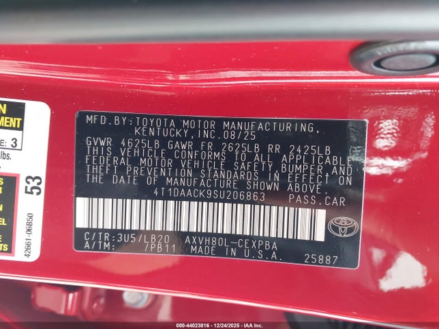 2025 TOYOTA CAMRY 4T1DAACK9SU206863 Photo 8