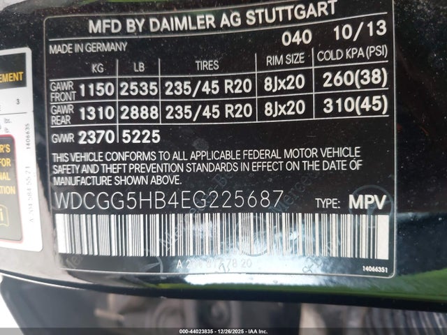 WDCGG5HB4EG225687 Mercedes-Benz GLK 350