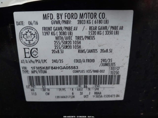 Ford Explorer Limited 2017 1FM5K8F84HGA05583 Image 9