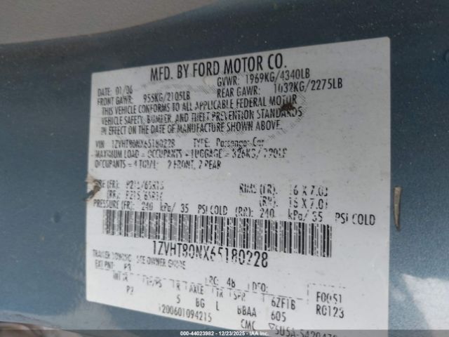 2006 FORD MUSTANG 1ZVHT80NX65180228 Photo 8