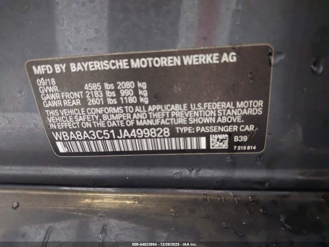 2018 BMW 320I WBA8A3C51JA499828 Photo 8