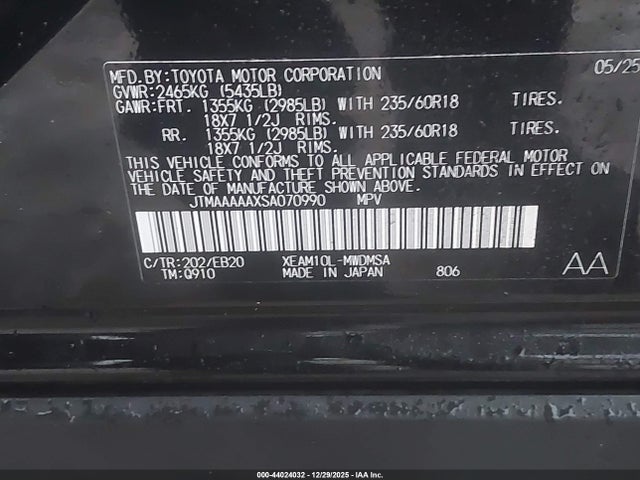 JTMAAAAAXSA070990 Toyota BZ4X XLE
