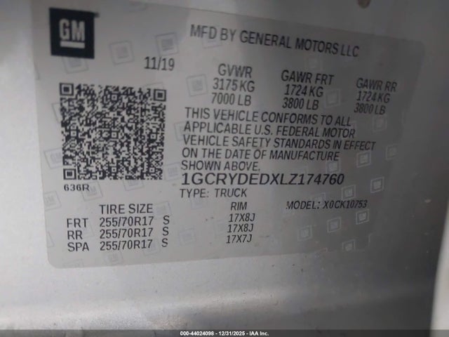1GCRYDEDXLZ174760 Chevrolet Silverado 1500 4wd Standard Bed Lt