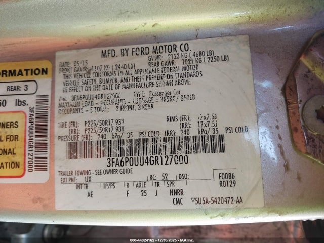 Ford Fusion Hybrid S 2016 3FA6P0UU4GR127000 Image 9