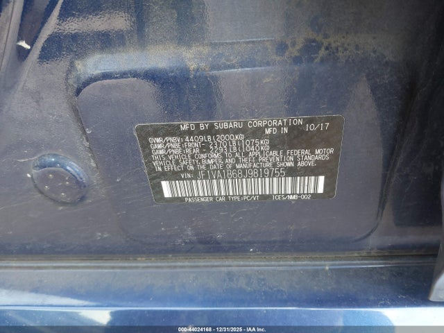 Subaru Wrx Premium 2018 JF1VA1B68J9819755 Image 9