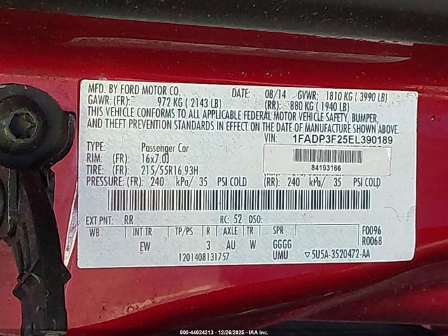 1FADP3F25EL390189 Ford FOCUS SE