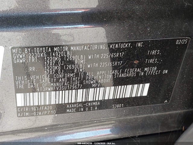 Aukcja sprzedaży 2025 Toyota Rav4 Hybrid Xle, vin: 4T3RWRFV3SU179677, numer aukcji: 44024239