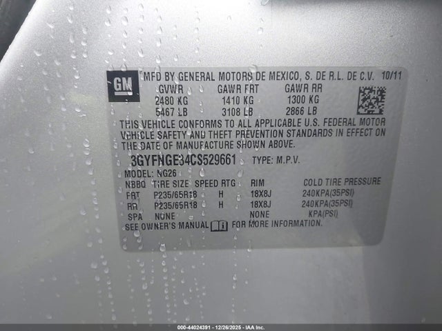 2012 CADILLAC SRX 3GYFNGE34CS529661 Photo 8