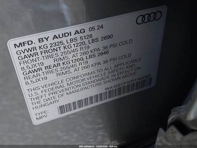 2024 AUDI Q3 WA1EECF32R1144063 Photo 8