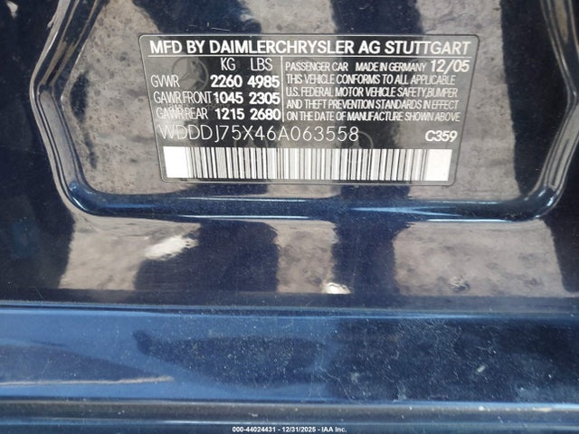 Продажа на аукционе авто 2006 Mercedes-benz Cls 500, vin: WDDDJ75X46A063558, номер лота: 44024431