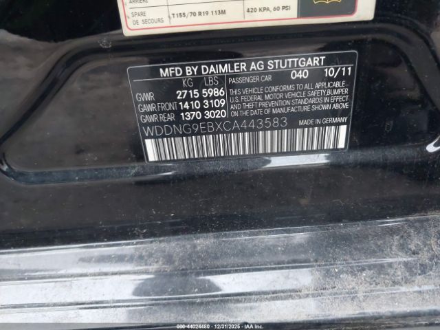 2012 MERCEDES-BENZ S 550 WDDNG9EBXCA443583 Photo 8