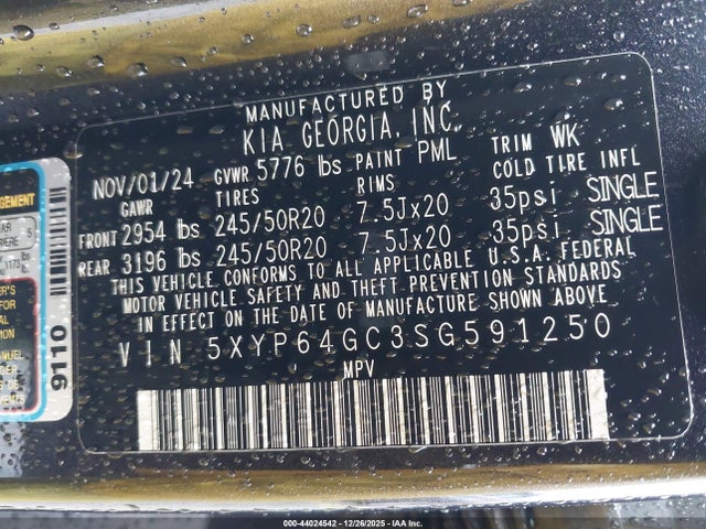 5XYP64GC3SG591250 KIA Telluride S