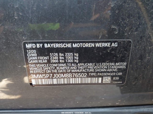 2021 BMW 3 SERIES 3MW5P7J00M8B76502 Photo 8
