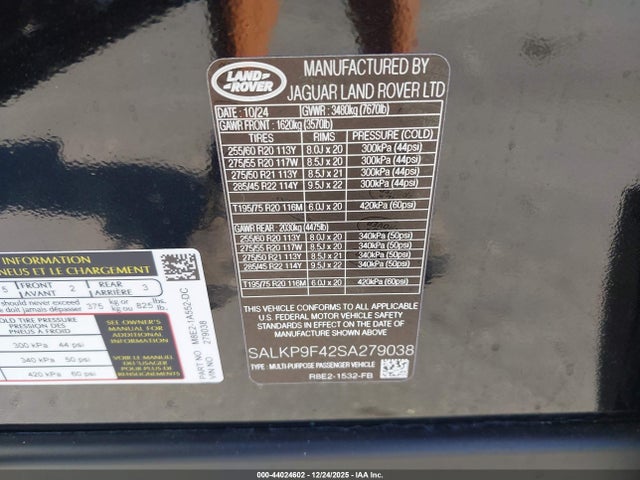SALKP9F42SA279038 Land Rover Range Rover P550e Se