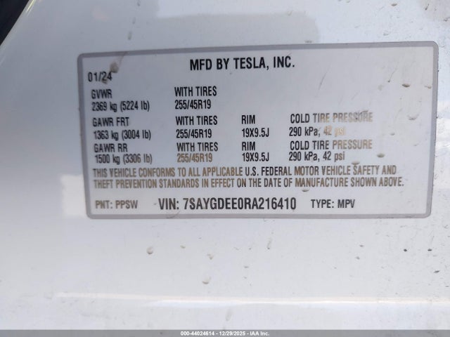 2024 TESLA MODEL Y 7SAYGDEE0RA216410 Photo 8