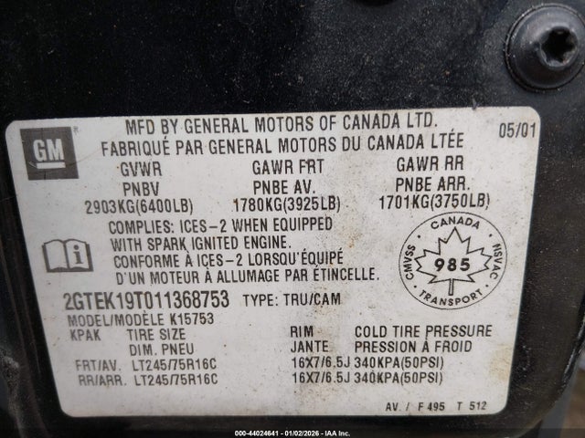 Aukcja sprzedaży 1999 Gmc Sierra 1500 Sle, vin: 1GTEK19T7XE554894, numer aukcji: 44024641