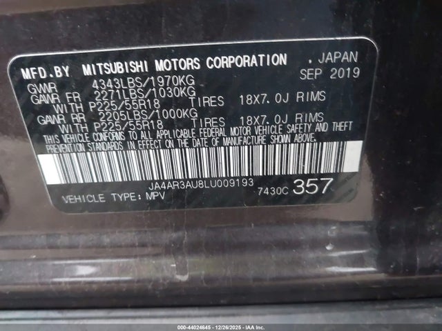 2020 MITSUBISHI OUTLANDER SPORT JA4AR3AU8LU009193 Photo 8