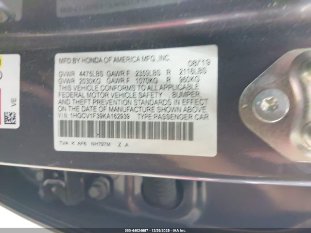 1HGCV1F39KA162939 Honda Accord Sport