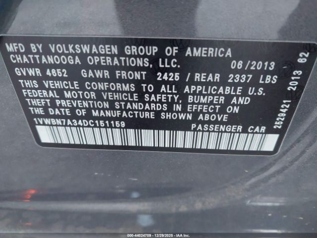 2013 VOLKSWAGEN PASSAT 1VWBN7A34DC151159 Photo 8