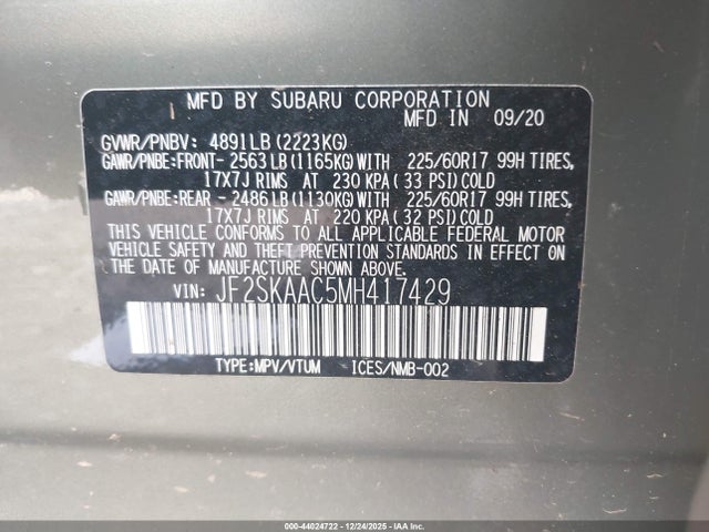 JF2SKAAC5MH417429 Subaru Forester