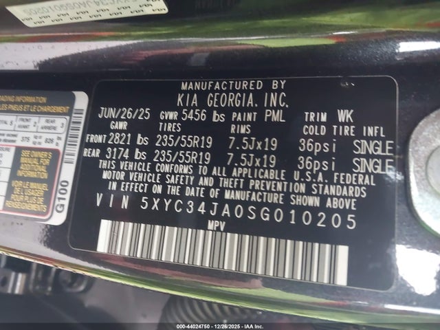 44024750 :رقم المزاد ، 5XYC34JA0SG010205 vin ، 2025 Kia Ev6 Light Long Range مزاد بيع