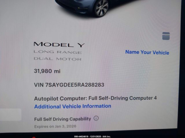 2024 TESLA MODEL Y 7SAYGDEE5RA288283 Photo 6