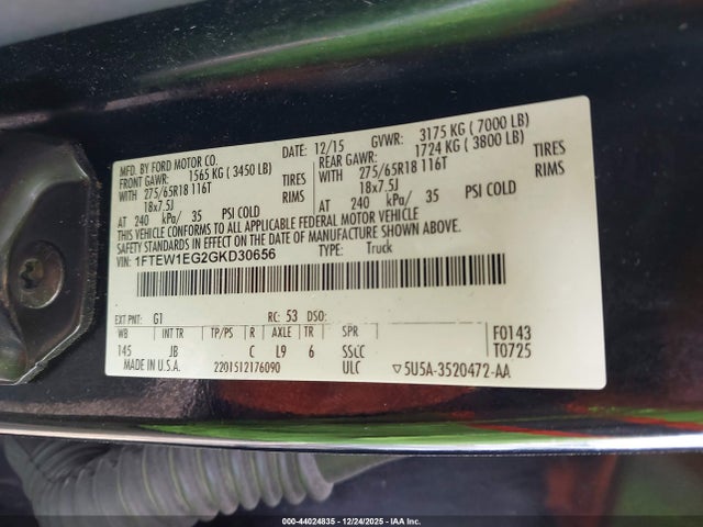 2016 FORD F-150 1FTEW1EG2GKD30656 Photo 8