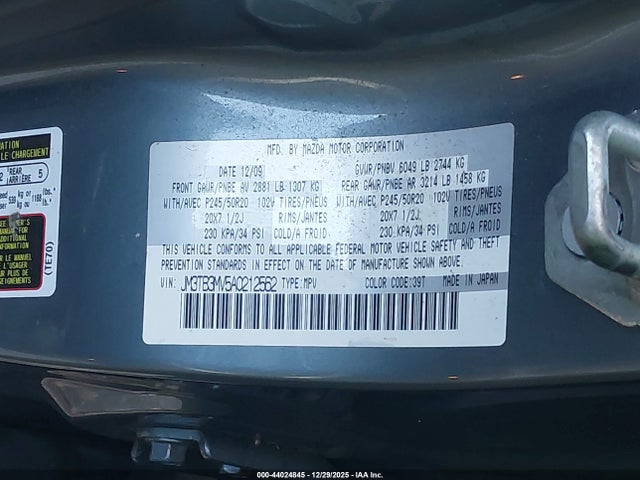 2010 Mazda Cx-9 Grand Touring მანქანა იყიდება აუქციონზე, vin: JM3TB3MV5A0212562, აუქციონის ნომერი: 44024845