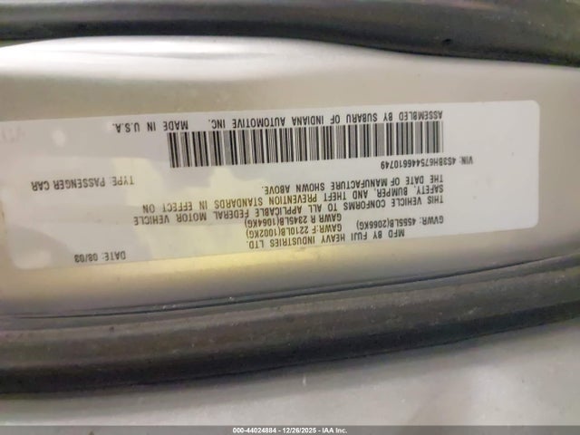 2004 SUBARU OUTBACK 4S3BH675446610749 Photo 8