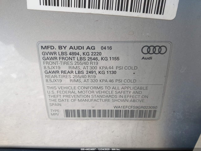 2016 AUDI Q3 WA1EFCFS9GR023050 Photo 8