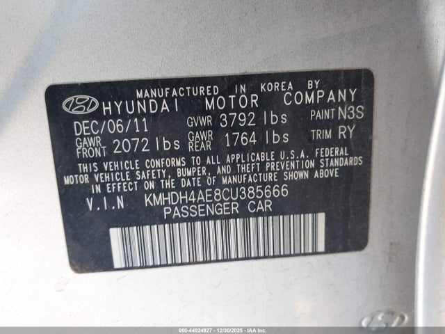 2012 HYUNDAI ELANTRA KMHDH4AE8CU385666 Photo 8