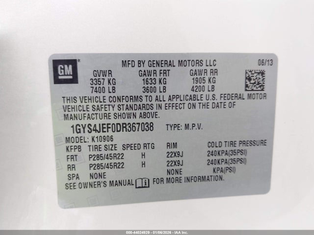 2013 CADILLAC ESCALADE ESV 1GYS4JEF0DR367038 Photo 8