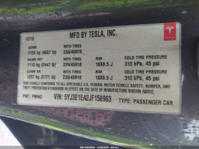 2018 TESLA MODEL 3 5YJ3E1EA2JF158963 Photo 8