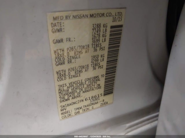 5N1BA0NC2FN618615 Nissan ARMADA SV