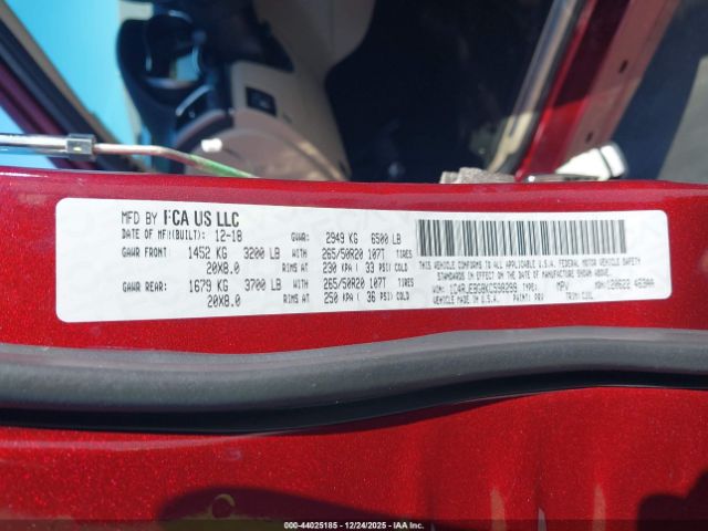 2019 JEEP GRAND CHEROKEE 1C4RJEBG8KC598299 Photo 8